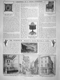 Original Old Antique Print 1909 Book Table Bergere Chair Simili Pillow Pickwick