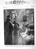 Old Antique Print 1909 Admiral Navy War Ship Greeting Wireless Christmas 20th