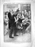 Old Antique Print 1909 Christmas Pudding Family Hosur Temple Kensington 20th