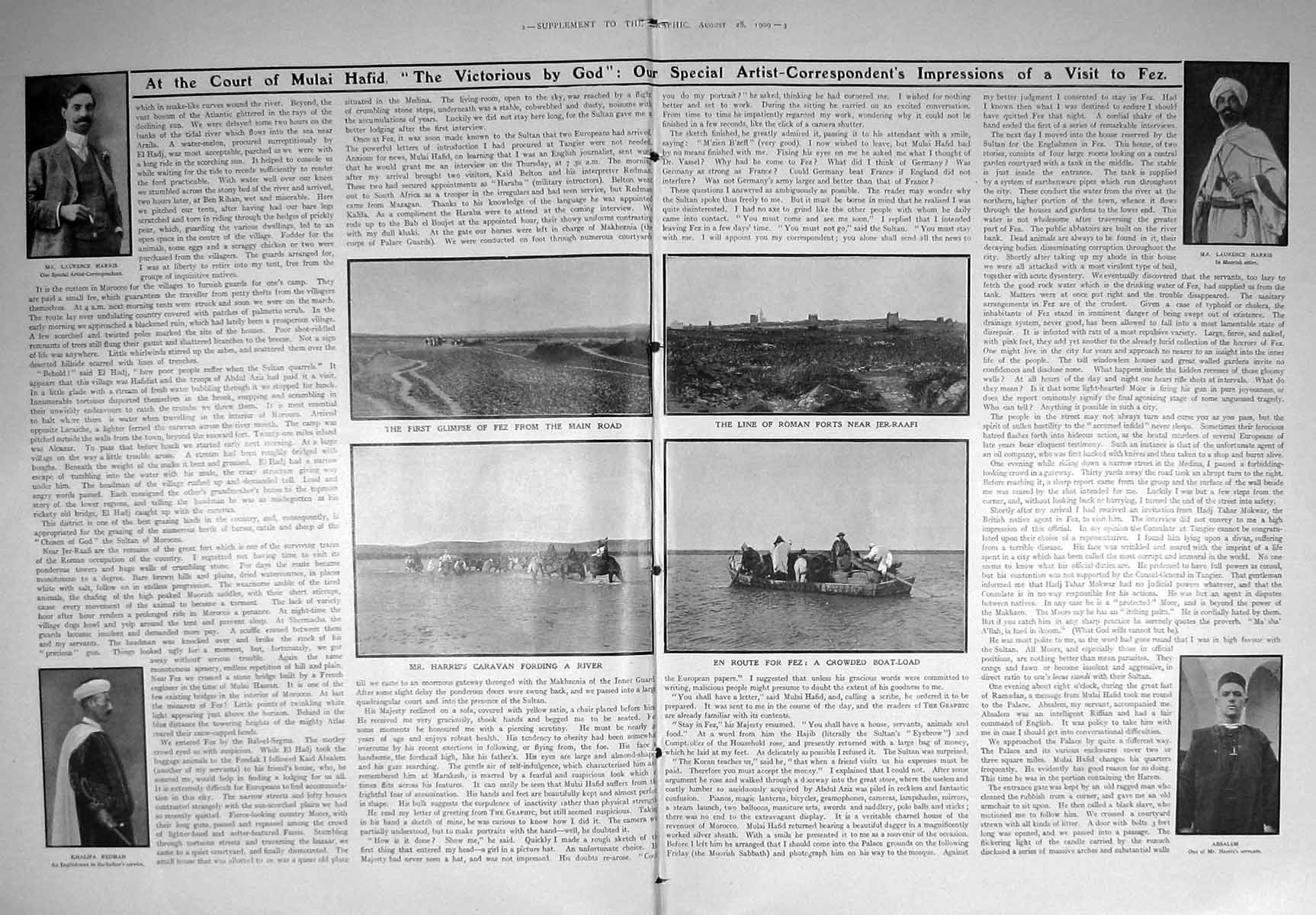 Old Antique Print 1909 Laurence Harris Fez Roman Forts Jer-Raafi Absalem 20th