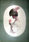 Original Old Antique Print 1909 Portrait English Rose Beautiful Girl 20th