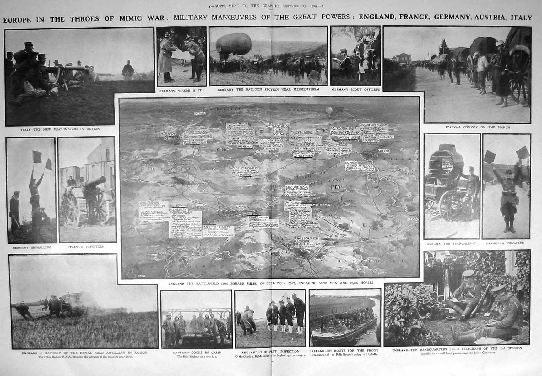 Original Old Antique Print 1909 England France Germant Austria Italy War Siers