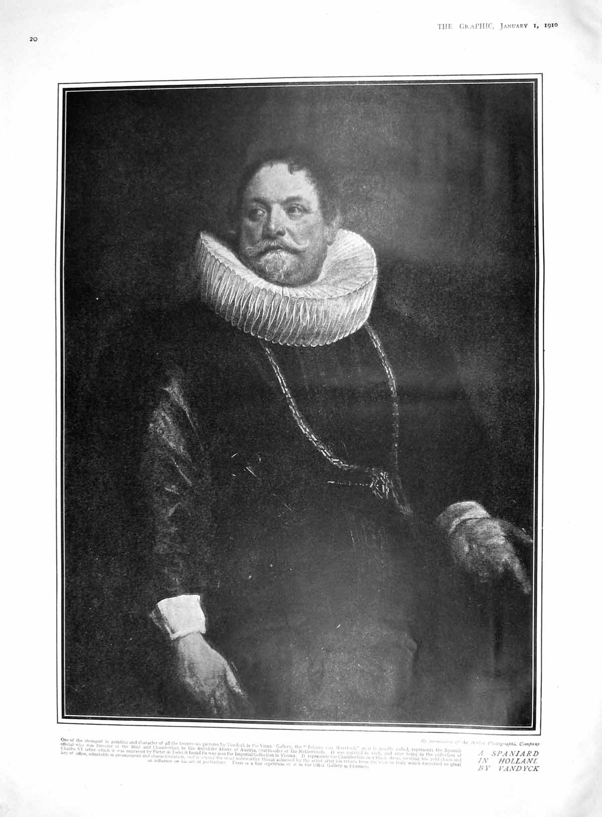 Old 1910 Portrait Spaniard Johann Montford Vandyck Christmas Weather 20th