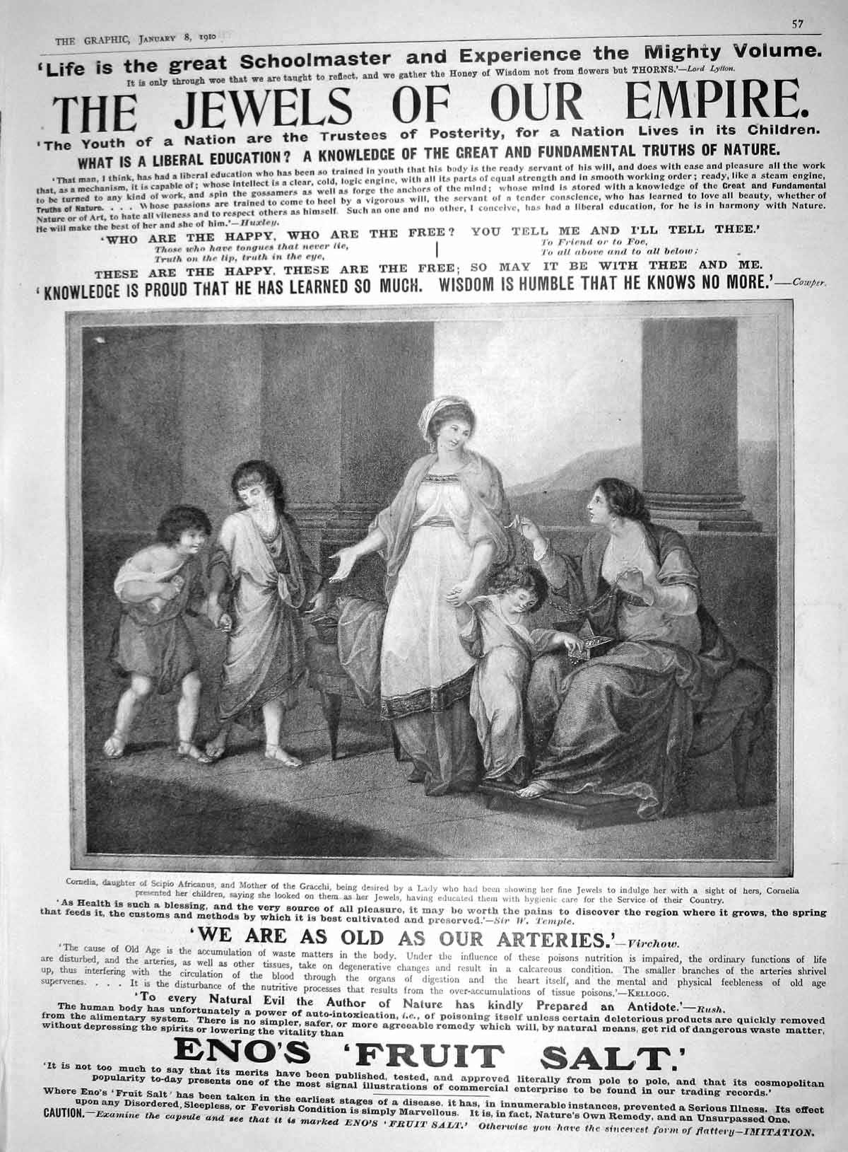 Antique Old Print 1910 Advertisement Eno'S Fruit Salt Jewels Empire Children