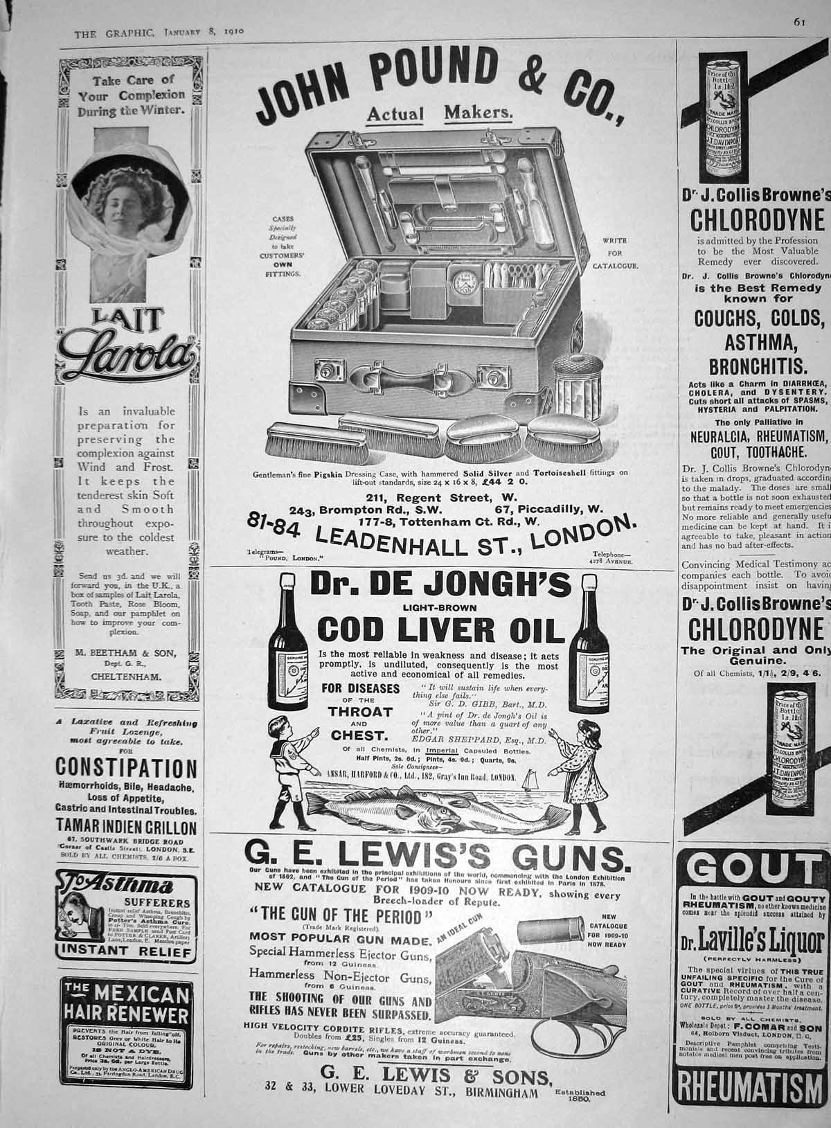 Old Advertisement John Pound Jongh Cod Liver Oil Lewis Guns Beetham L