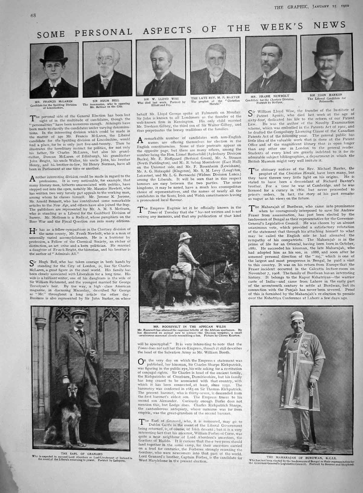 Old 1910 Lloyd Baxter Barker Bell Mclaren Burdwan Earl Granard Roosev 20th
