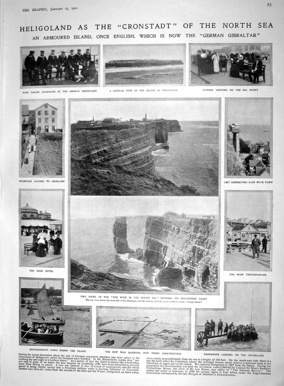 Old 1910 Heligoland Red Rock North Sea Oberland Euston Marylebone Osn 20th