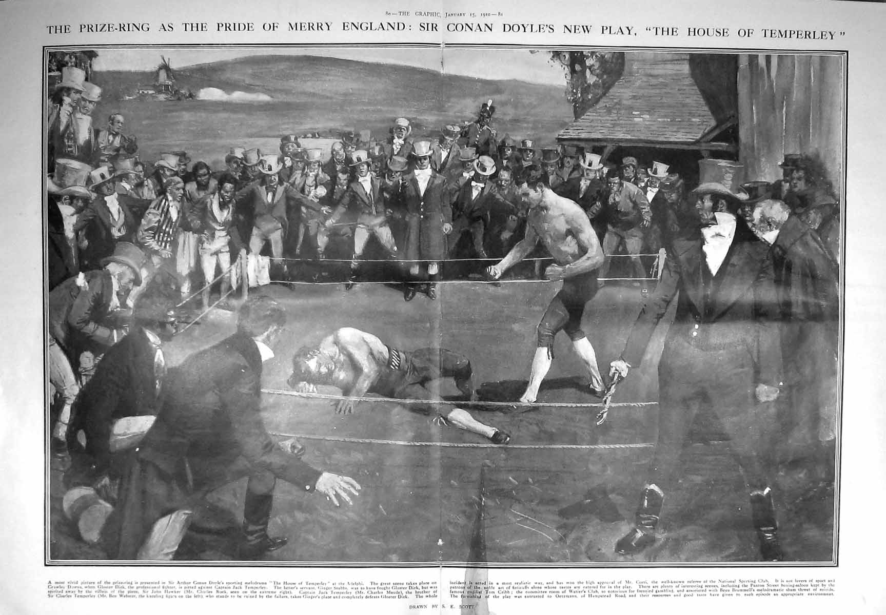 Old 1910 Boxing Ring Conan Doyle Theatre Play House Temperley Corri M 0 20th