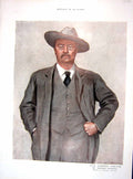 Old Print Colour Portrait 1910 Mr Theodore Roosevelt American President 20th