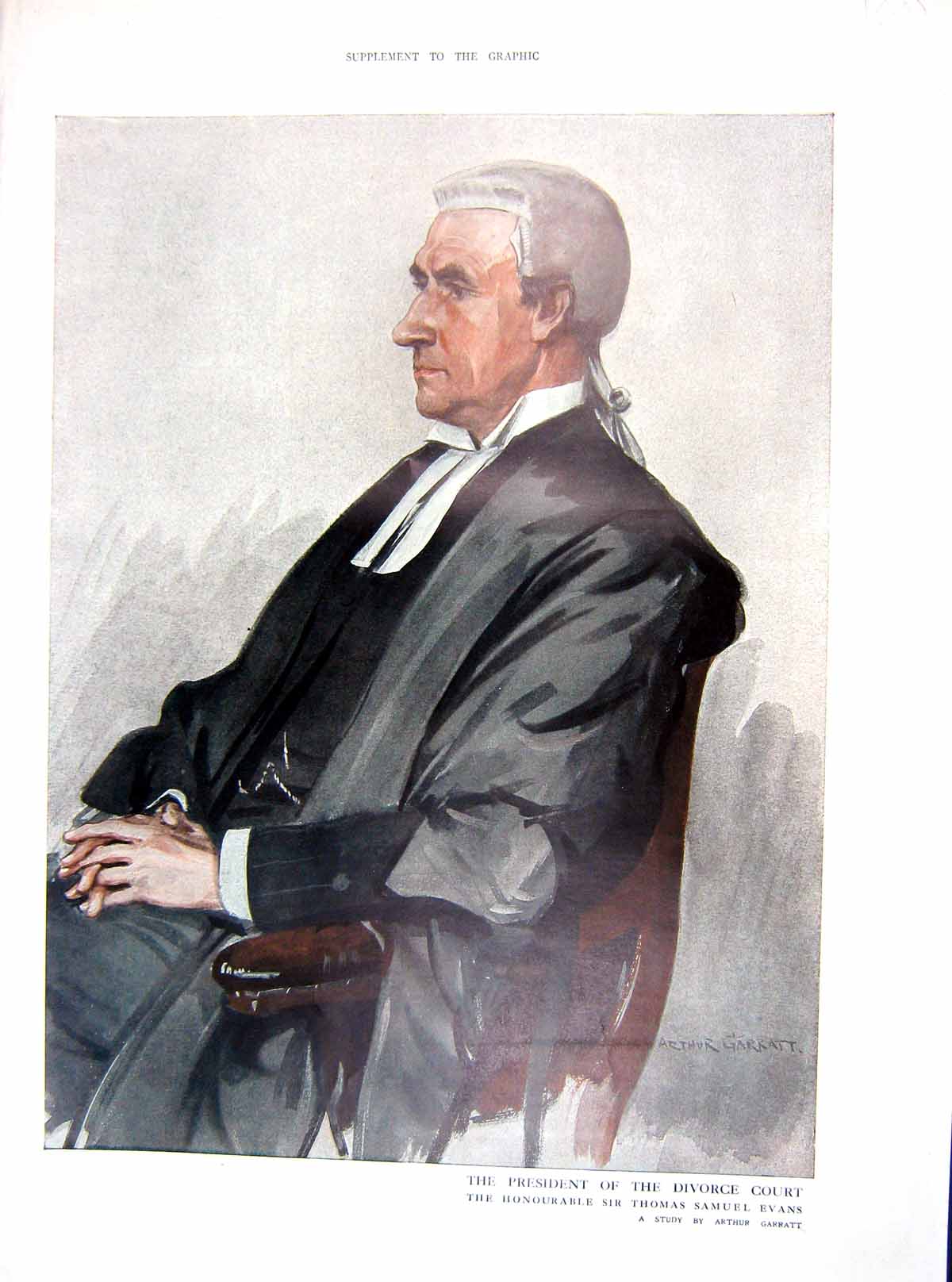 Old Colour Portrait 1910 President Divorce Court Thomas Samuel Evans 20th