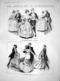 Antique Old Print 1910 Men Ladies Dancing Polka Waltz Romance Lewis Baumer