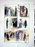 Original Old Antique Print Colour 1910 Humours Ballroom Dancing Romance 20th