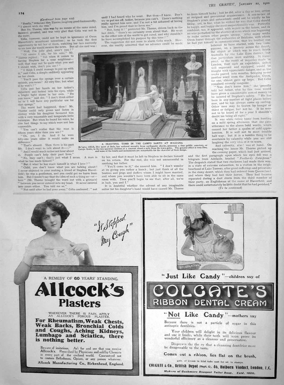Old 1910 Tomb Campo Santo Bologna Colgate Allcock Formamint Throat Ta 20th