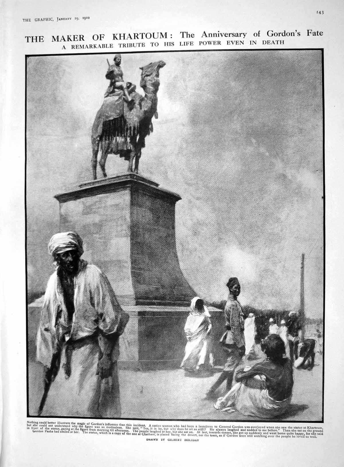 Old 1910 Statue General Gordon Khartoum Robert Burns Barre Vermont Ta 20th
