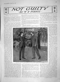 Antique Old Print 1910 Story Illustration Men Meeting Trees Umbrella Norris