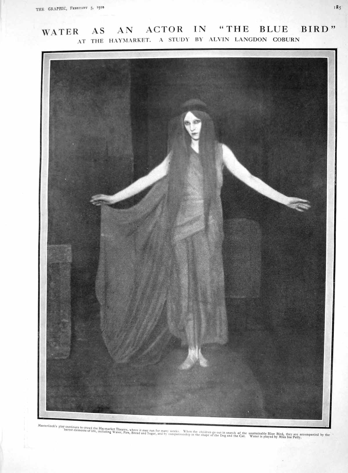 Old 1910 Haymarket Theatre Water Blue Bird Ina Pelly Shorthand Typing 20th