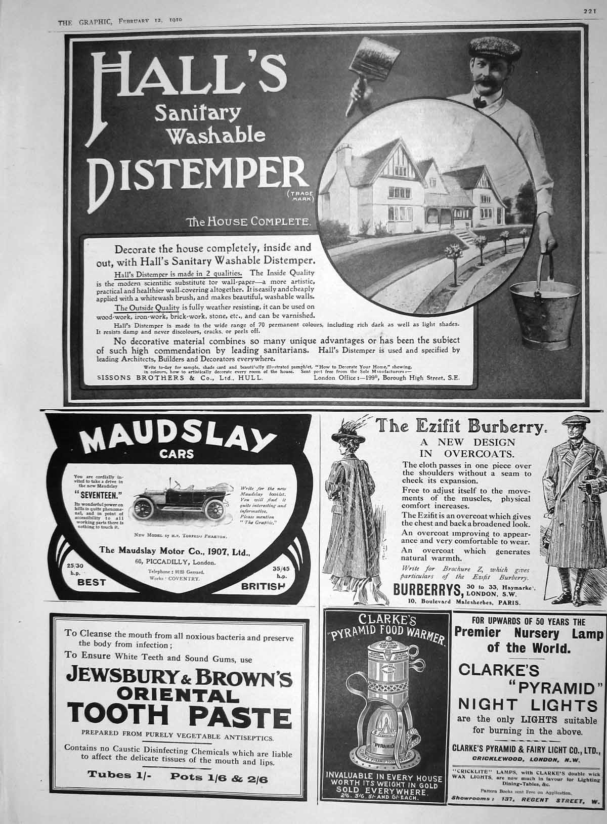 Old Advertisement Halls Distemper Maudslay Cars Jewsbury Brown Tooth