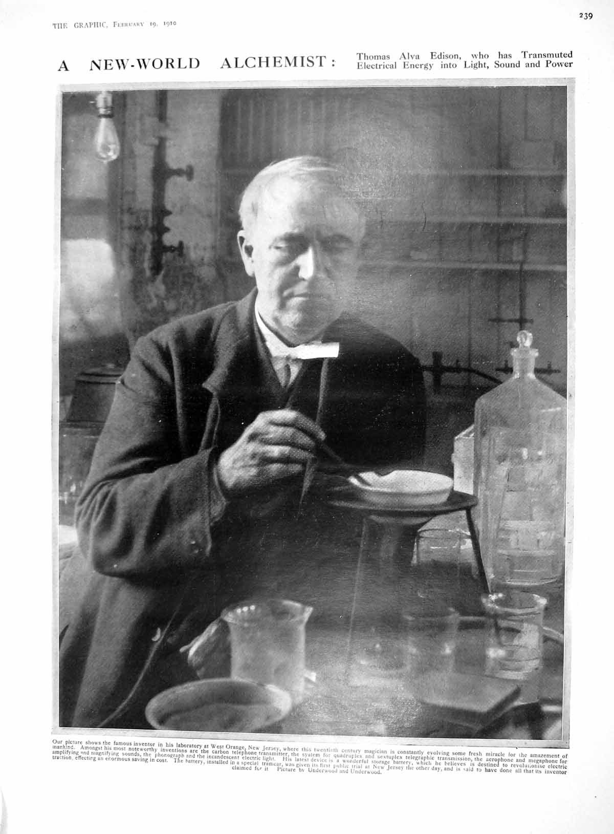 Old 1910 Thomas Alva Edison Alchemist Jersey Gifu Blind School Japan 20th