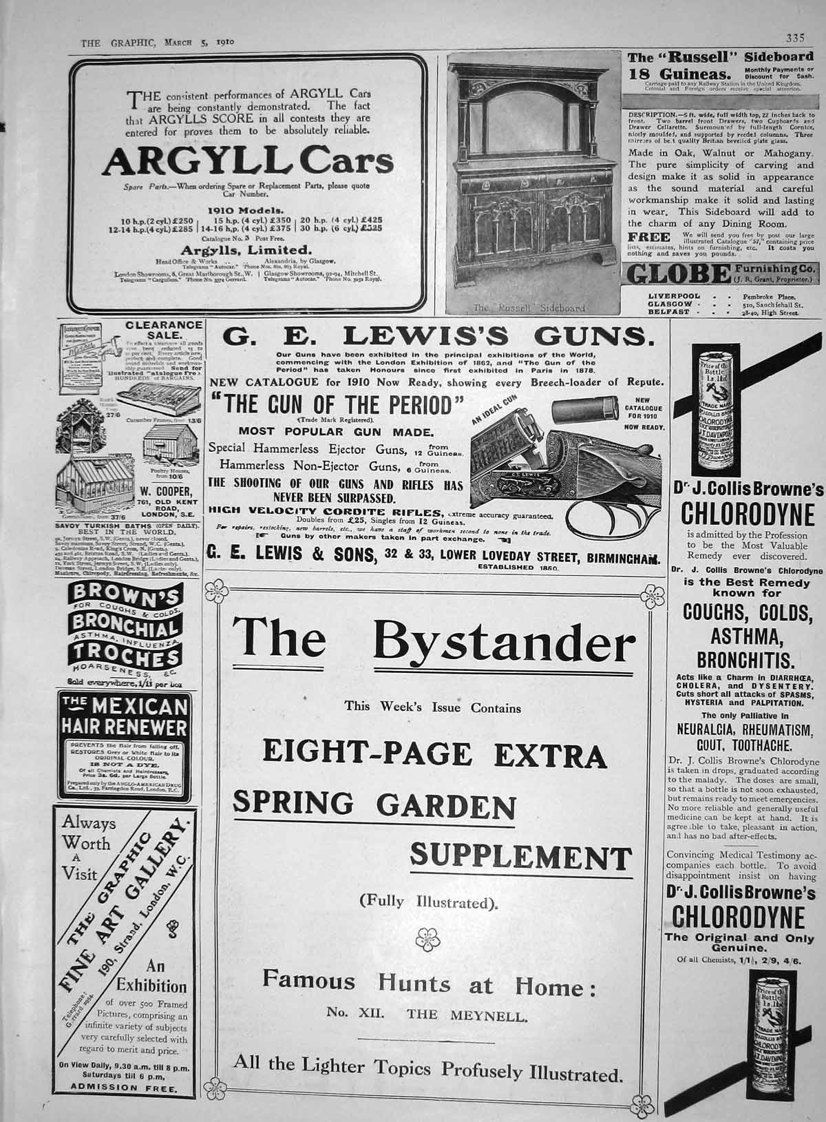 Old Advertisement Argyll Motor Cars Lewis Guns Bystander Collis Brown