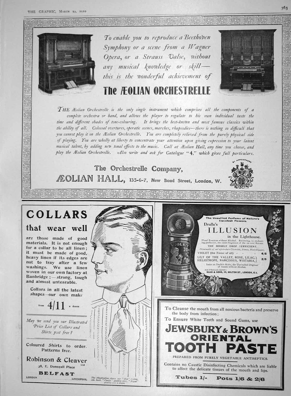 Old Advertisement Aeolian Orchestrelle Robinson Cleaver Jewsbury Toot