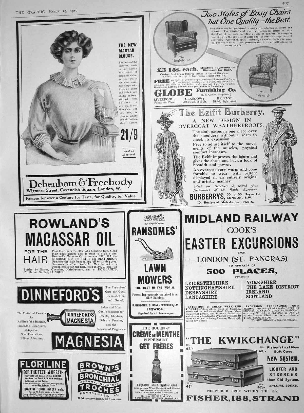 Old Advertisement Debenham Freebody Midland Railway Fisher Strand Row