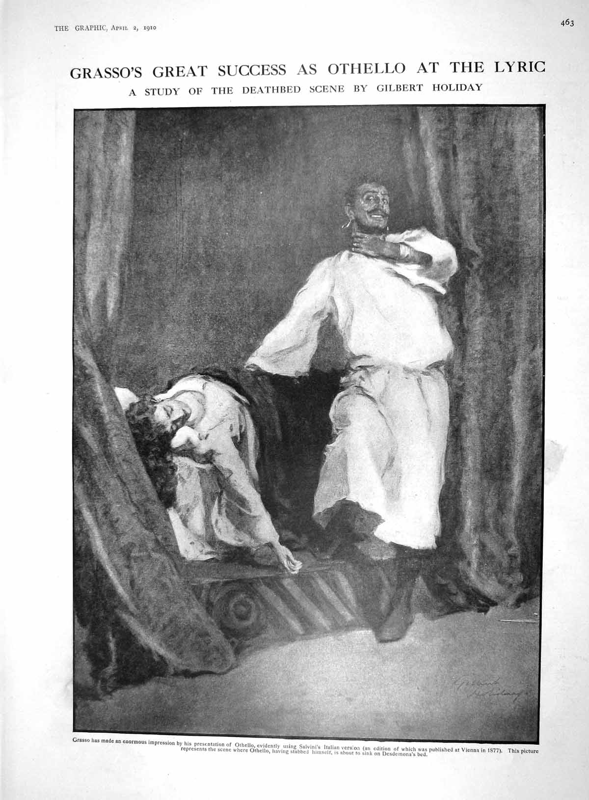 Old 1910 Grasso Othello Lyric Theatre Desdemona Roll Baronets Arms En 20th