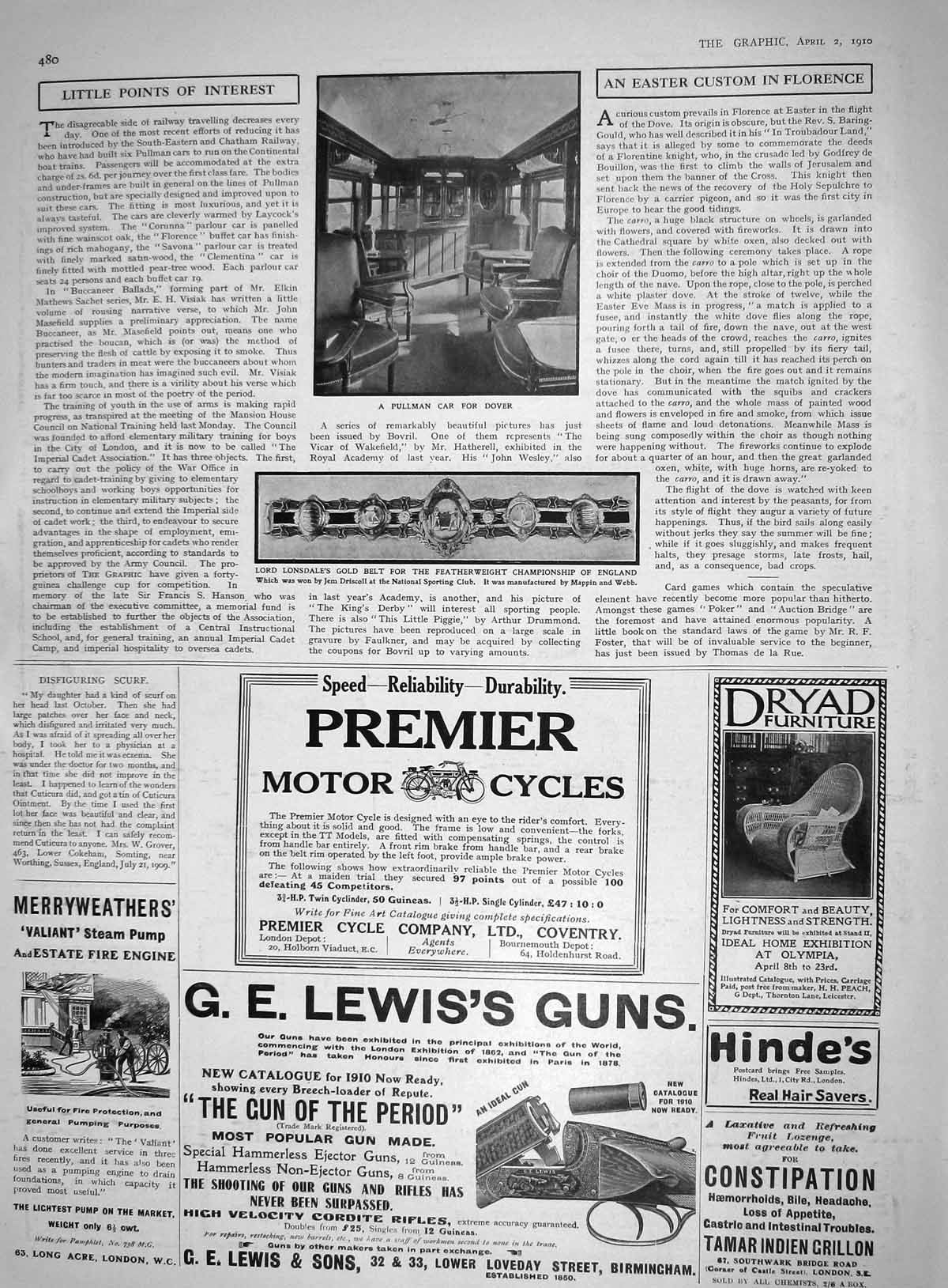 Antique Print 1910 Pullman Car Dover Train Lord Lonsdale GBelt Boxing Drisc