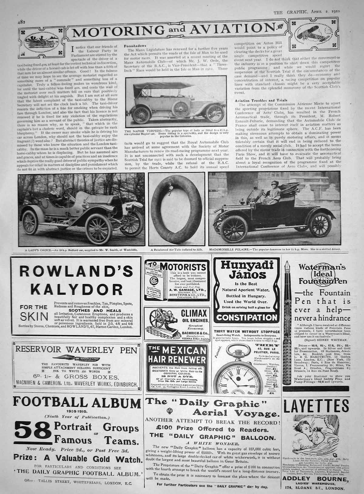 Old Advertisement Rowlands 1910 Motor Car Napier Torpedo Bedford Smit 20th