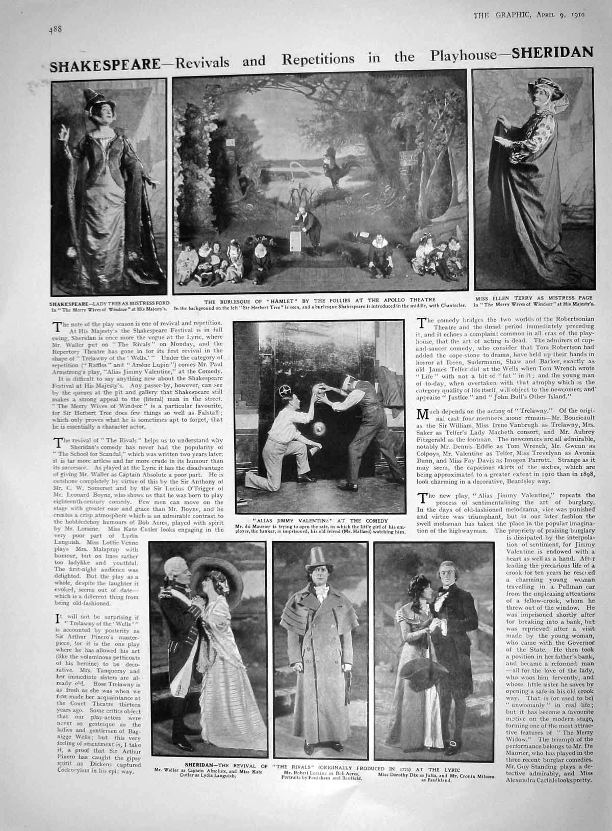 Old 1910 Shakespeare Theatre Sheridan Hamlet Valentine Acres Baden-Po 20th