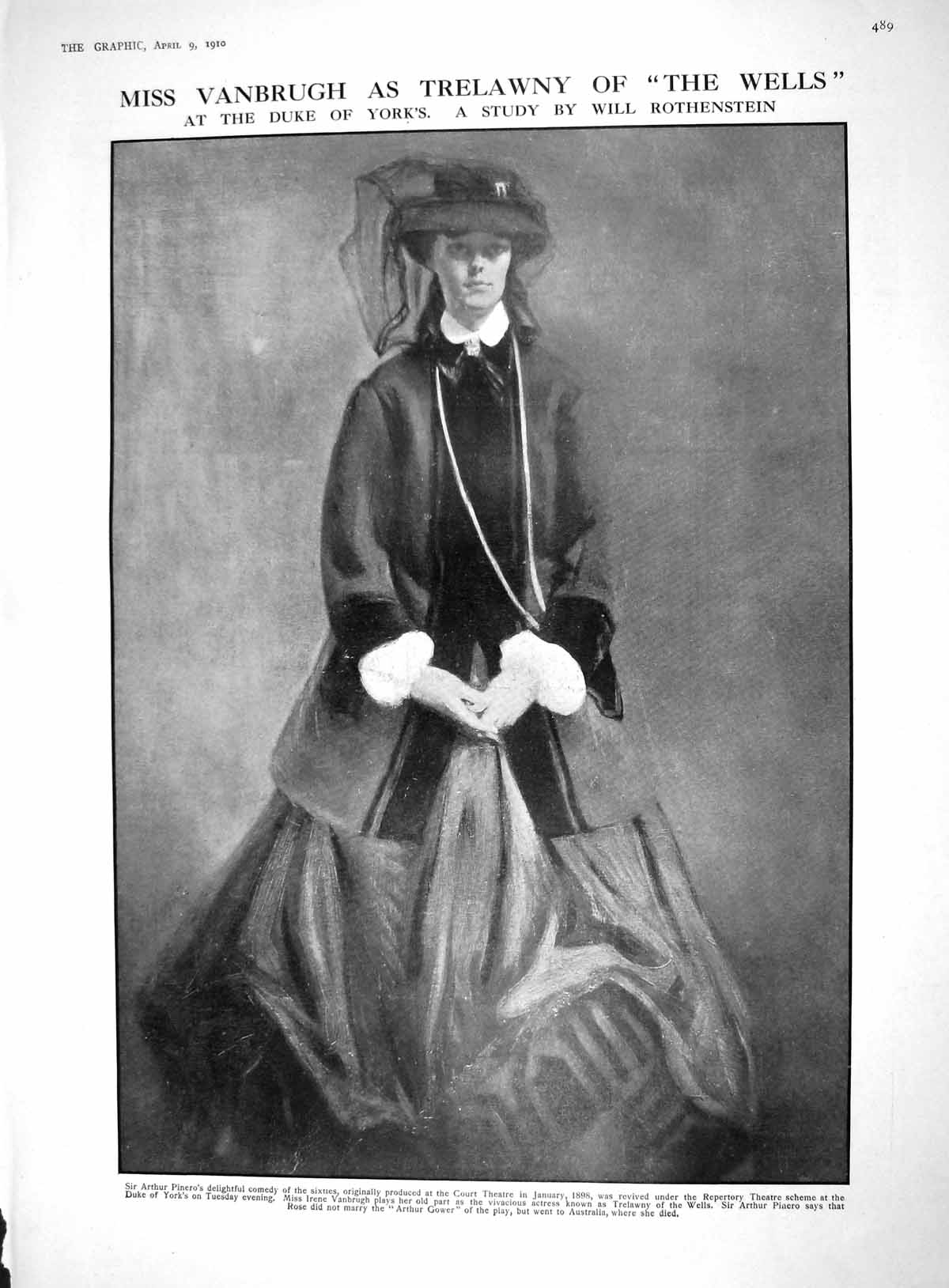 Old 1910 Miss Vanbrugh Trelawny Wells Duke York Theatre Mount Etna Mo 20th