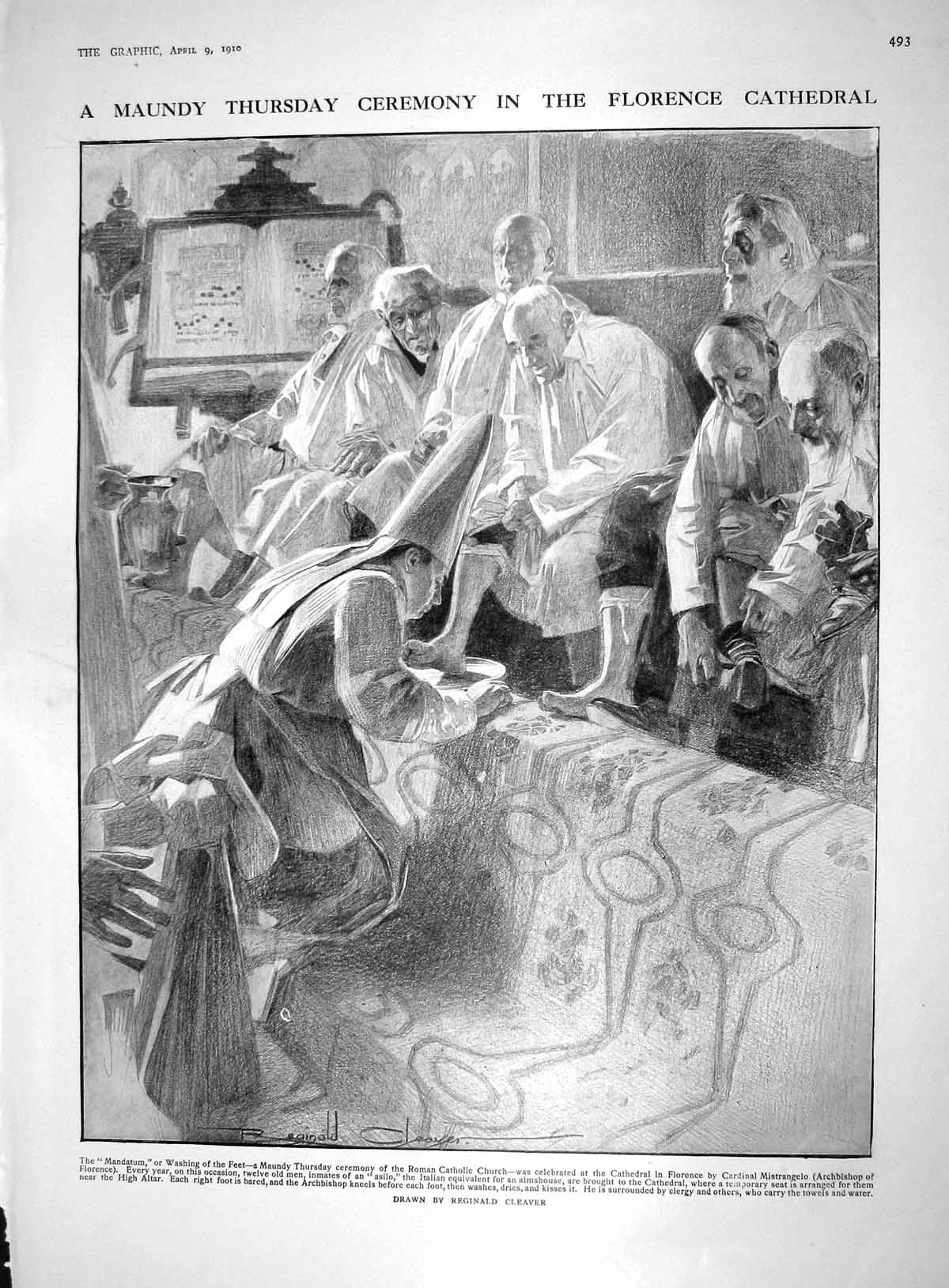 Old 1910 Maundy Thursday Florence Cathedral Washing Feet Jerusalem Ge 20th