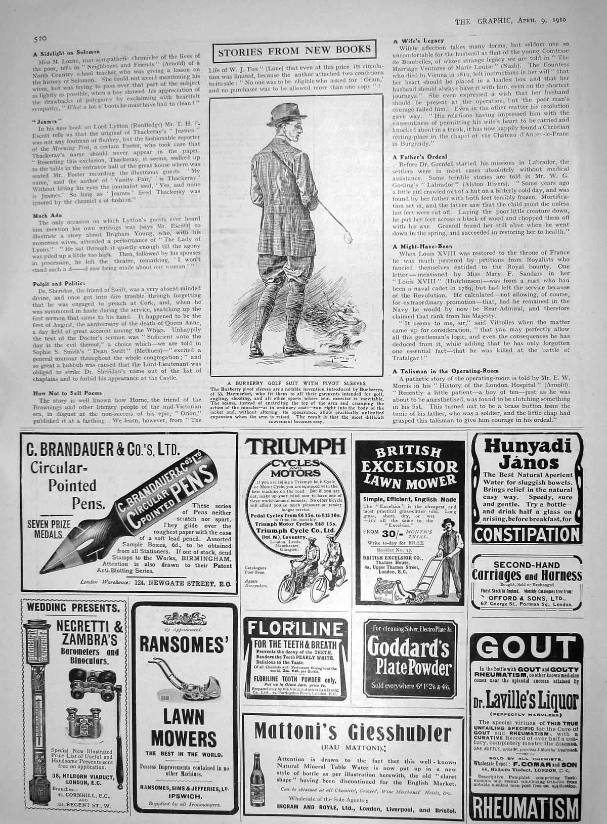 Old 1910 Burberry Golf Suit Triumph Cycles Brandauer Pens Ransome Law 20th