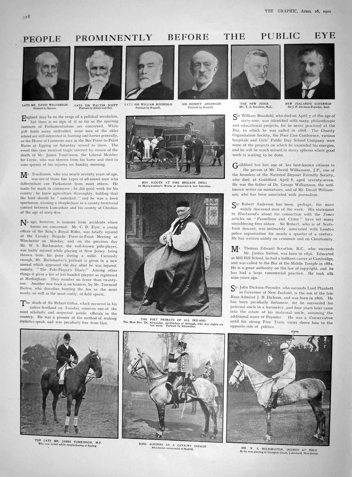 Old 1910 Alexander Bishop Anderson Scrutton Scott King Alfonso Ship C 20th