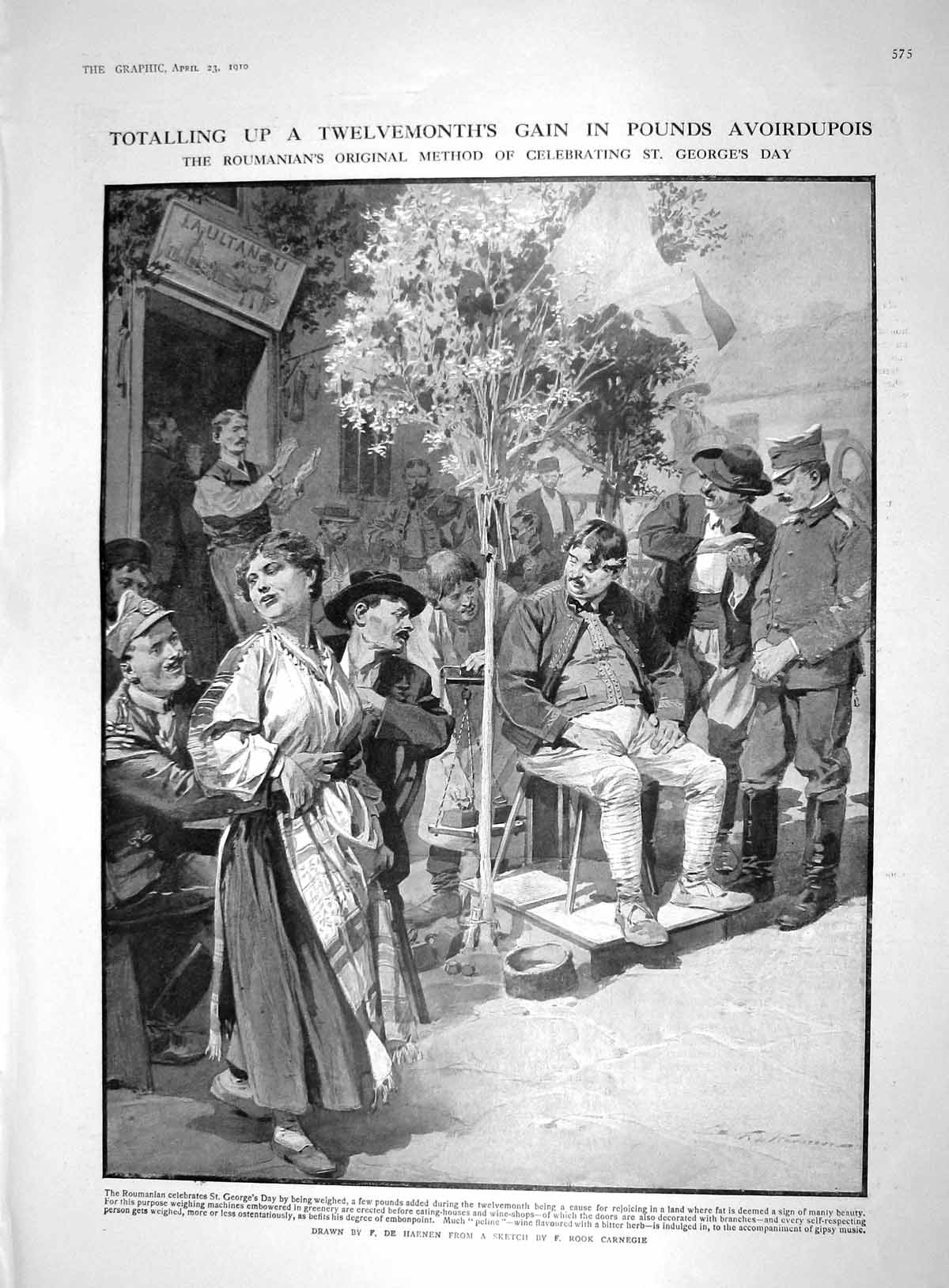 Antique Print 1910 Roumania Celebration St. George'S Day Weighing Machines 20th