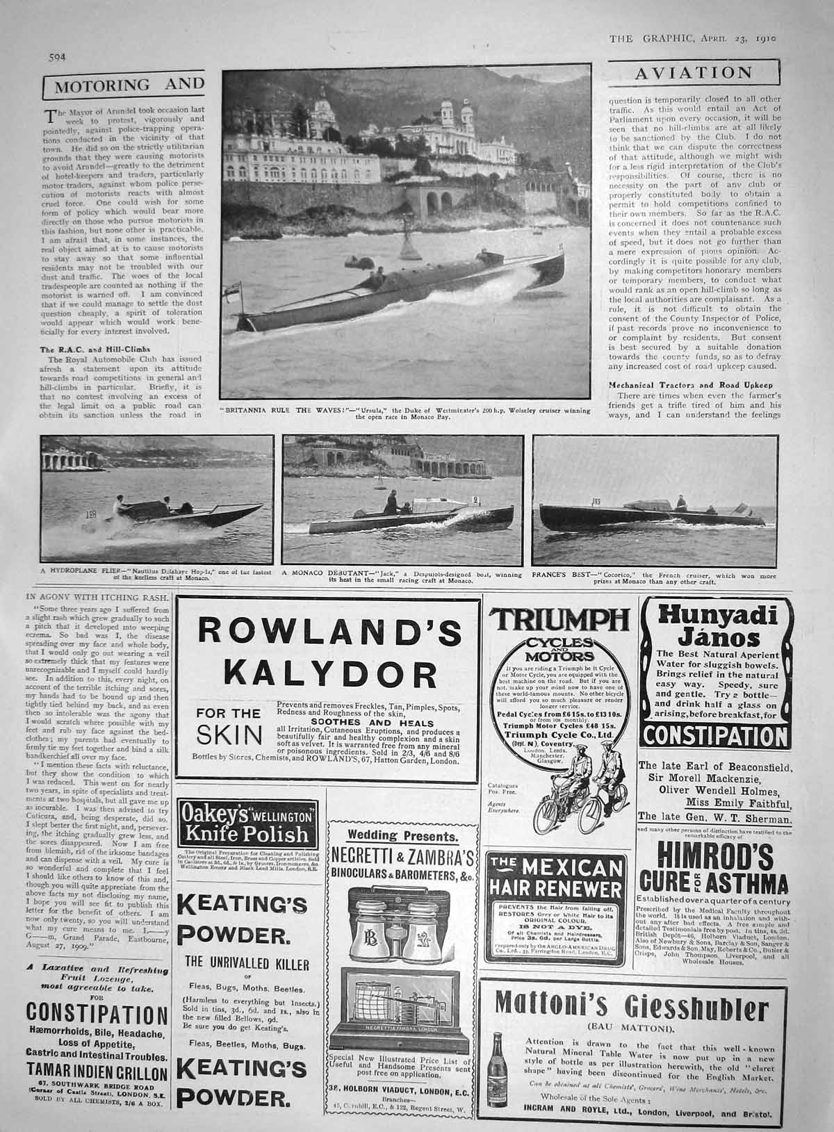 Old 1910 Duke Westminster Wolseley Cruiser Monaco Hydroplane Cocorico 20th
