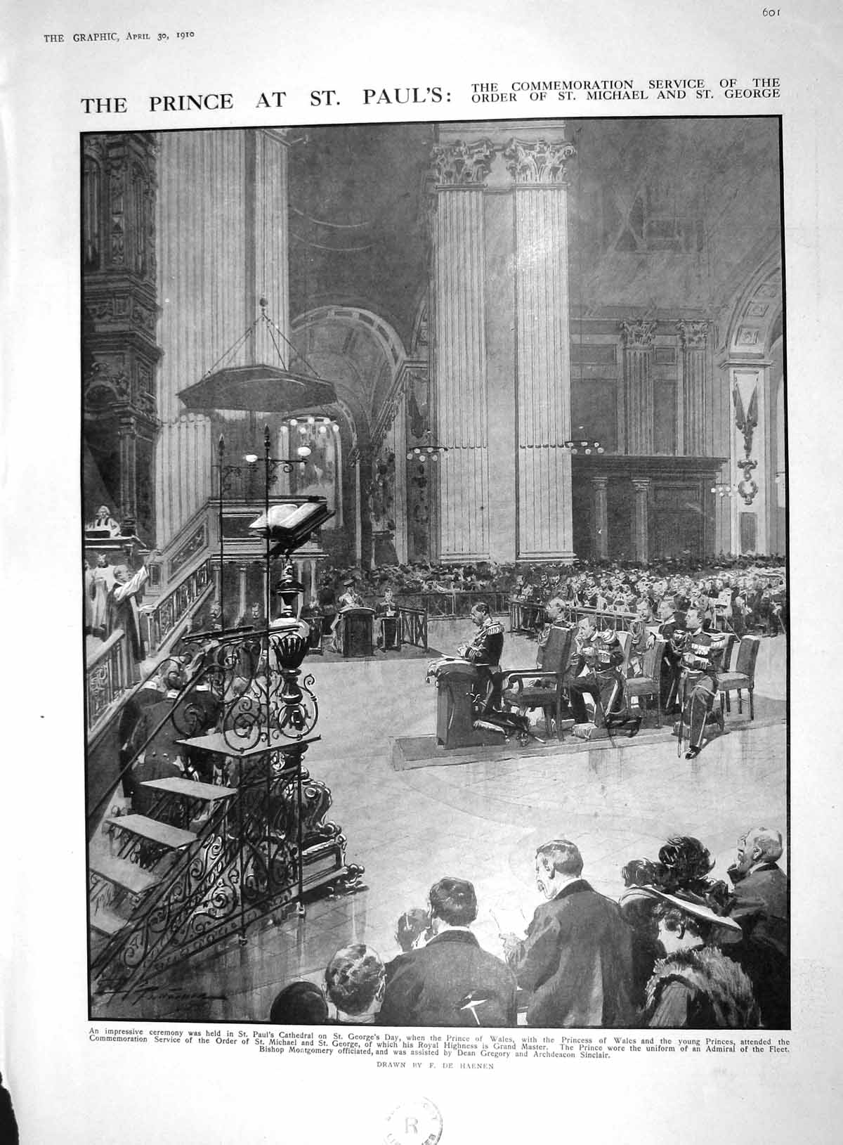 Old 1910 Paul'S Cathedral George'S Day Michael Montgomery Gregory Bru 20th
