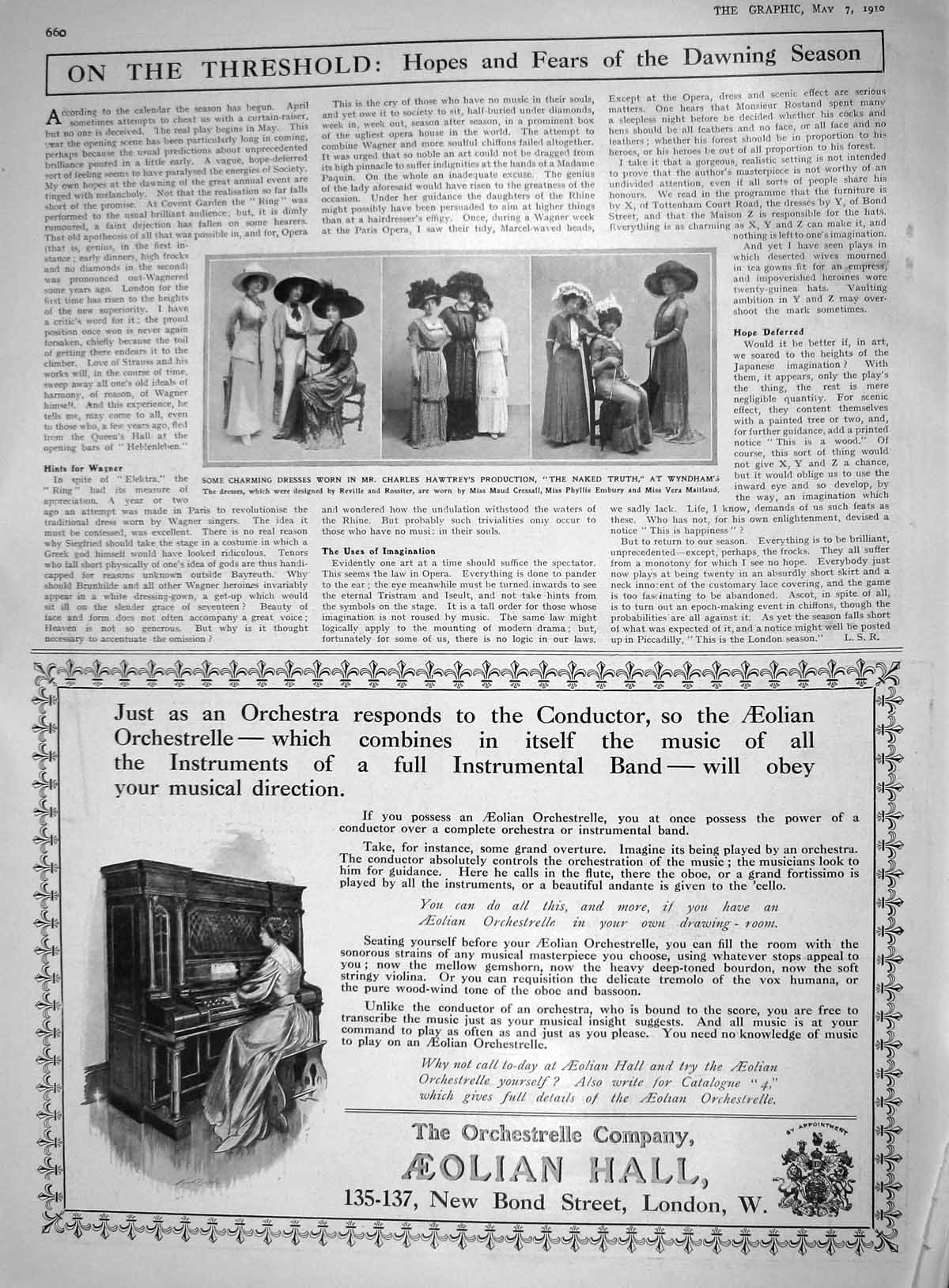 Antique Print 1910 Dresses Charles Hawtrey Naked Truth Theatre Aeolian Hall