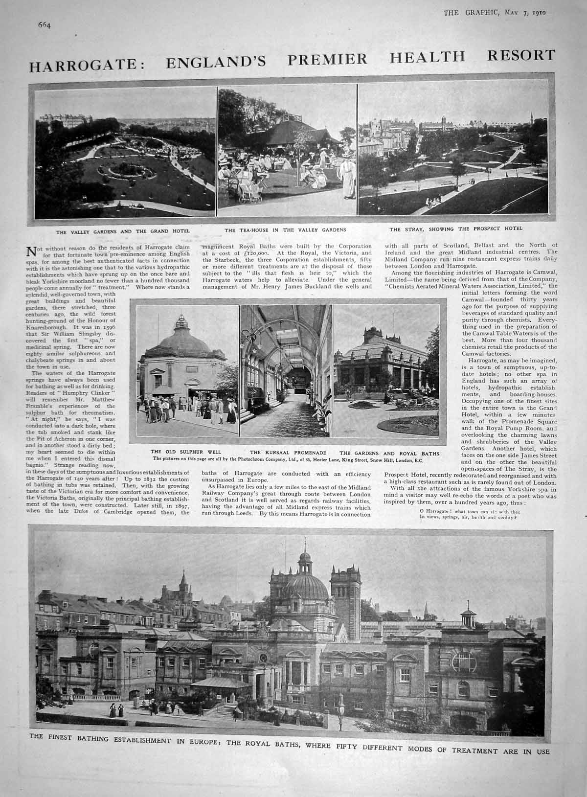 Old 1910 Valley Gardens Grand Hotel Tea-House Prospect Hotel Royal Ba 20th