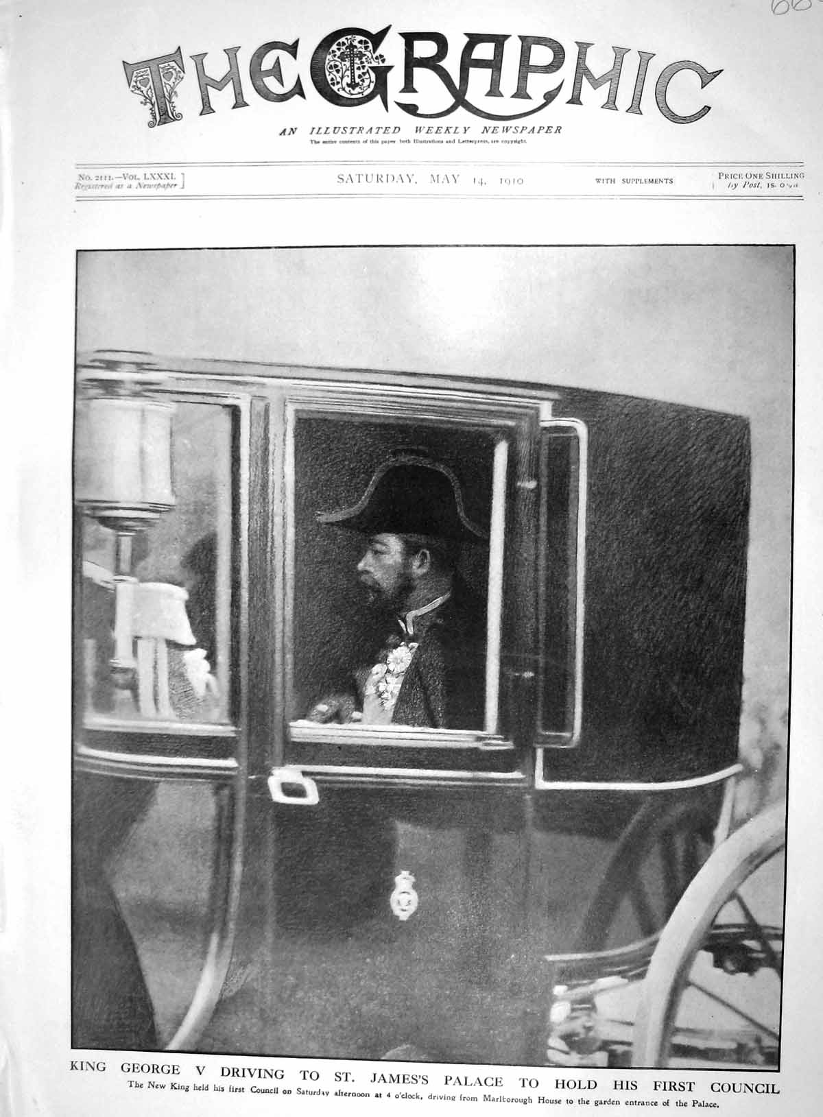 Antique Print 1910 King George Driving Marlborough House St. James'S Palace