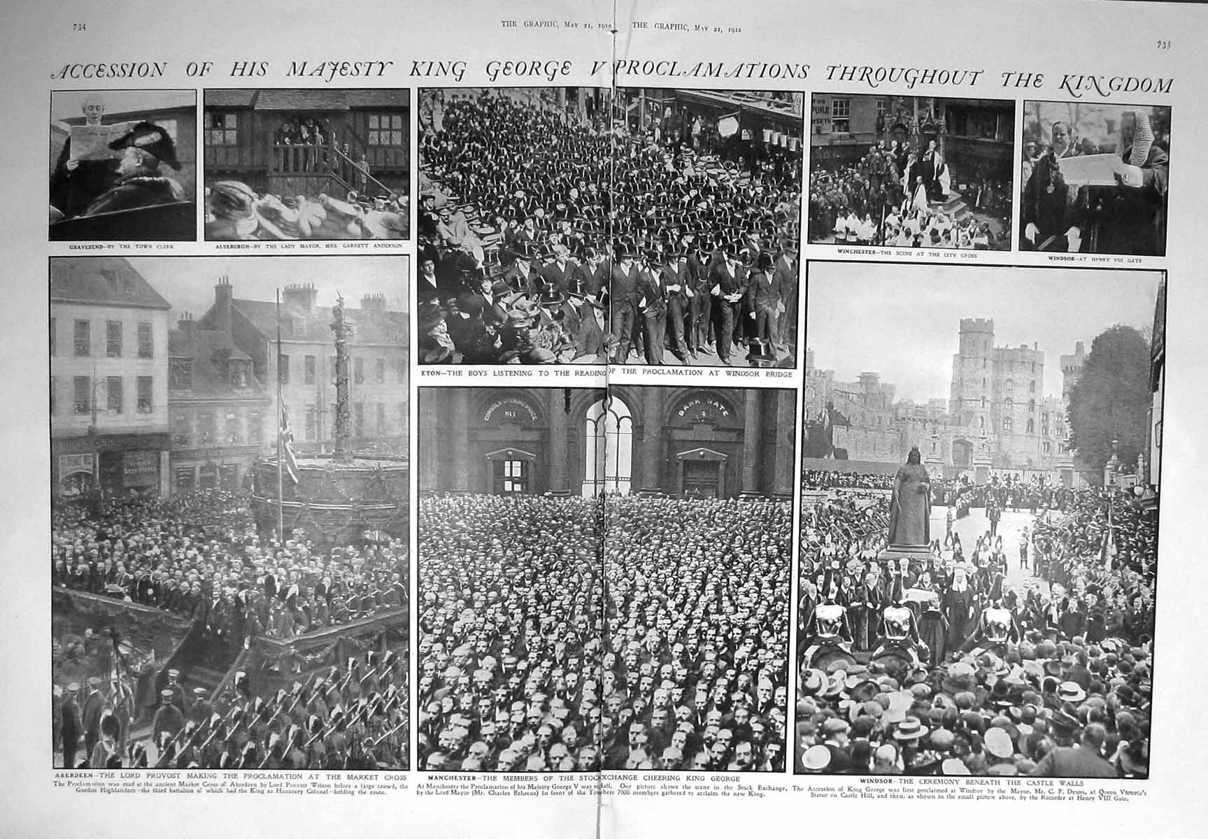 Old 1910 Accession King George Proclamations Stock Exchange Windsor C 20th