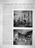 Original Old Antique Print 1910 Country House Decorating Furnishings 20th