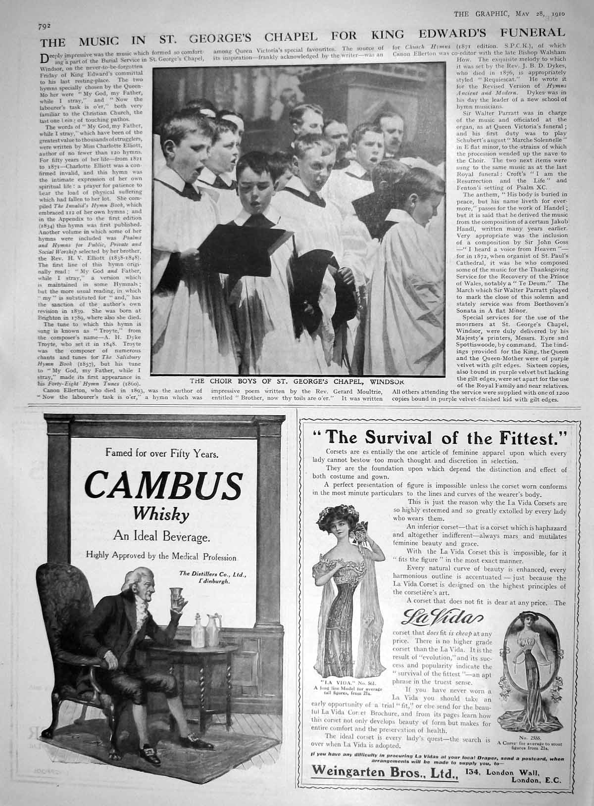 Old Cambus Whisky 1910 Choir Boys George'S Chapel Windsor Funeral Kin 20th