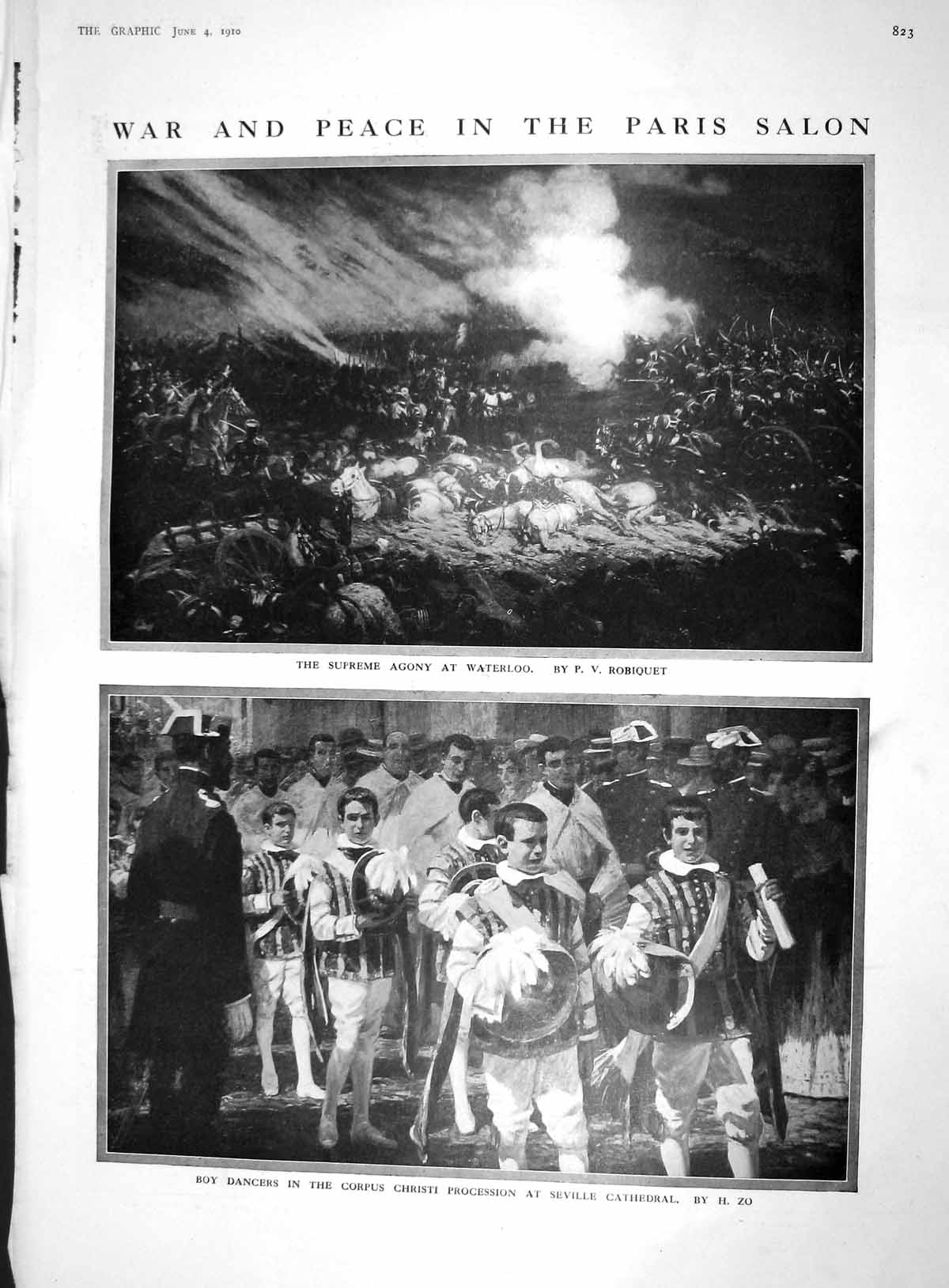 Old 1910 Paris Art Waterloo Boy Dancers Corpus Christi Seville Grapes 20th