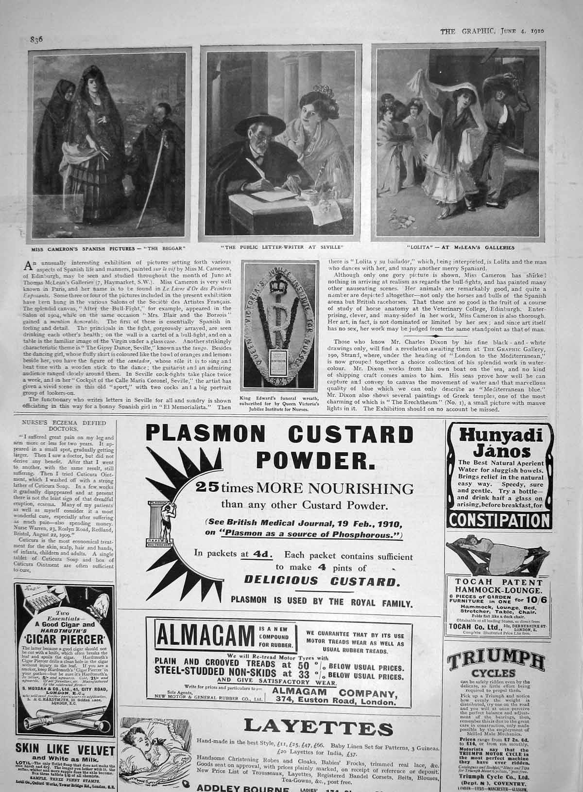 Old 1910 Miss Cameron Beggar Spain King Edward Funeral Wreath Plasmon 20th