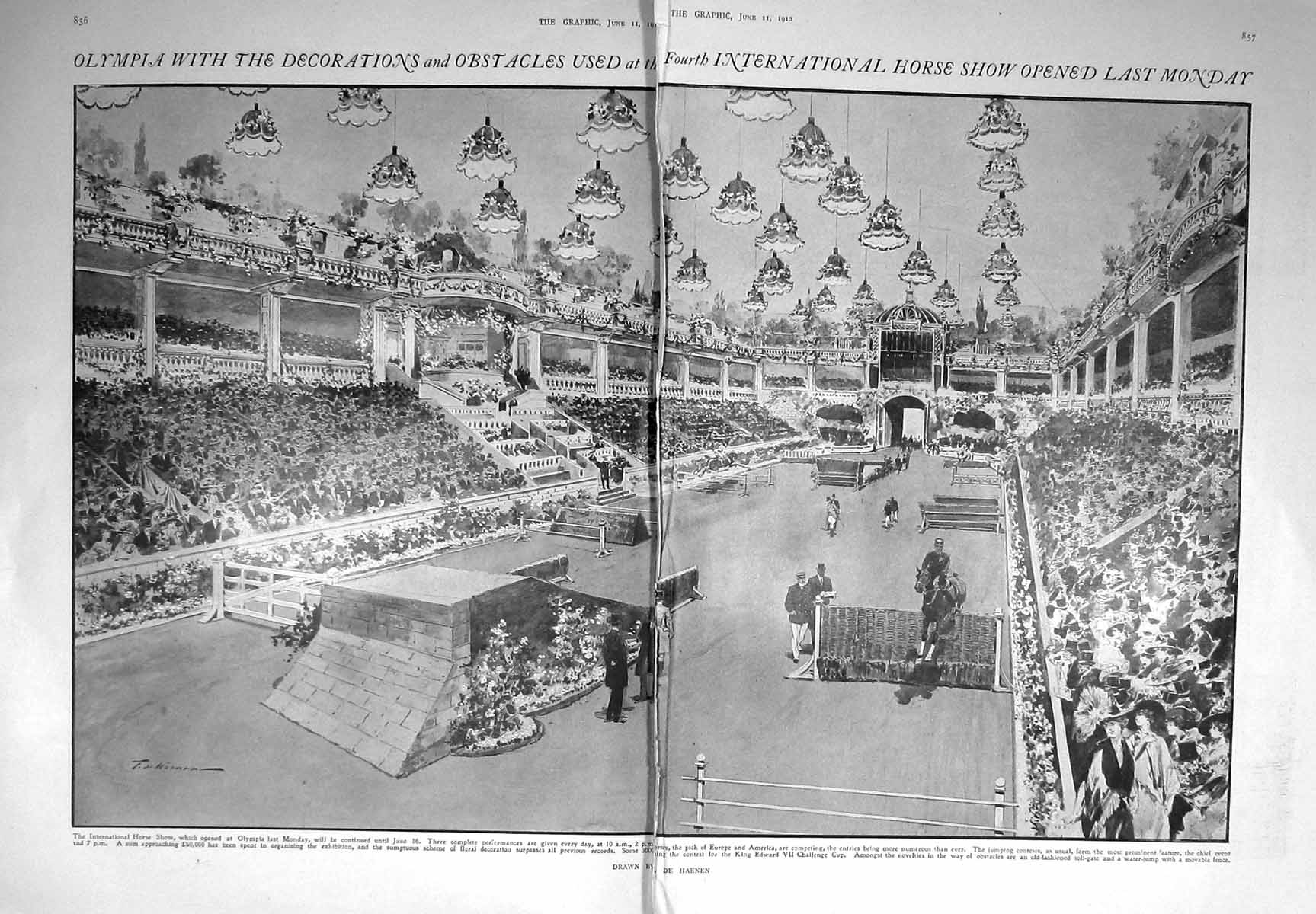Old 1910 Olympia International Horse Show Obstacles Decroations Haene 20th