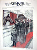 Old Antique Print Colour 1910 Beauty'S Boudoir Horse Show Stalls Owners 20th