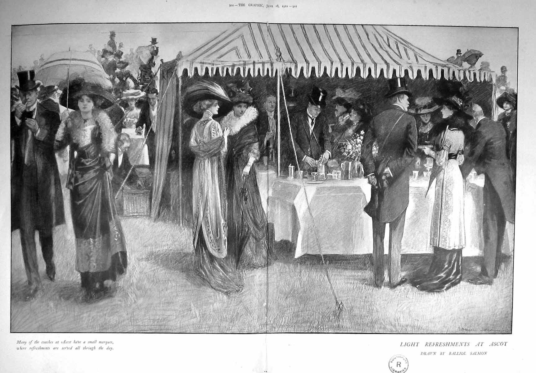 Old 1910 Light Refreshment Tent Marquee Ascot Horse Racing Sport Salm 20th