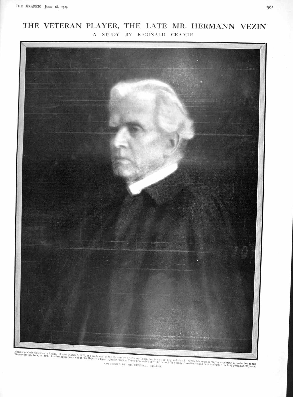 Old 1910 Portrait Hermann Vezin Russian Japanes Dancing Develiere Dan 20th