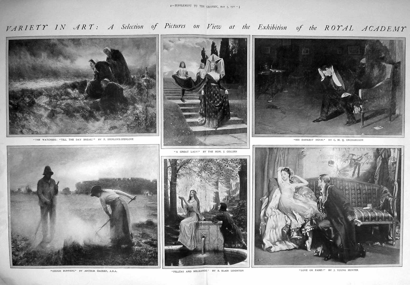 Old 1910 Royal Academy Art Pelleas Melisande Romance Couch Burners Ag 20th