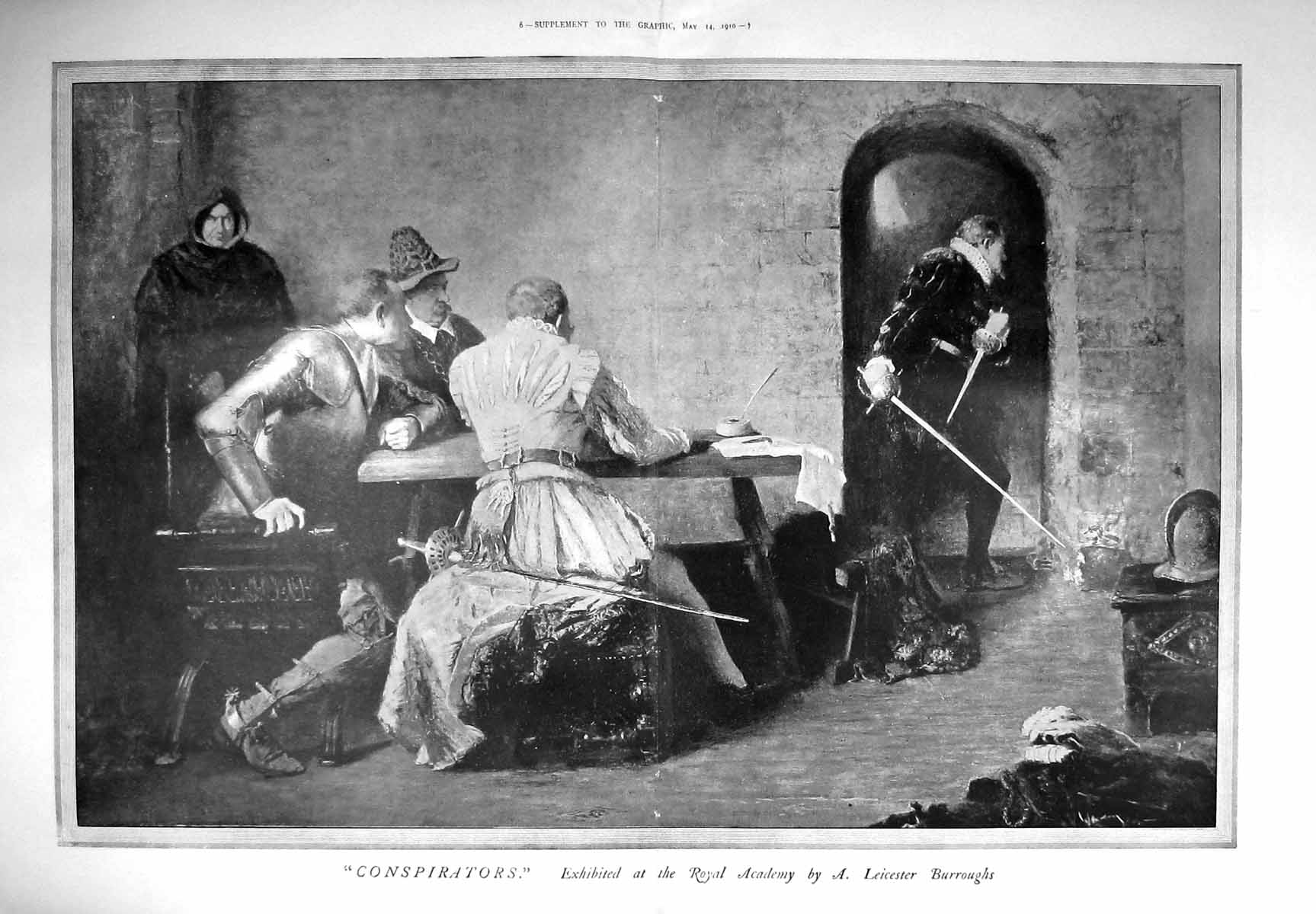 Old 1910 Royal Academy Art Conspirators Men Meeting Leicester Burroug 20th